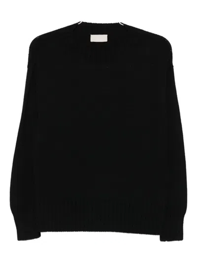 Drumohr Round-neck Wool Sweater In Black