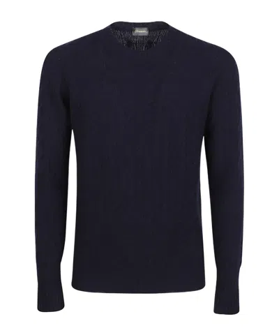 Drumohr Round-neck Cable-knit Sweater In Blue