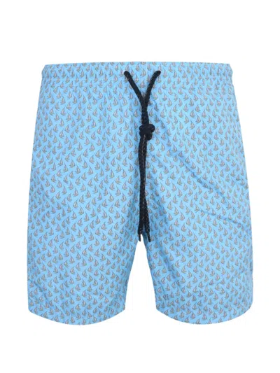 Drumohr Sailboat-print Shorts In Blue
