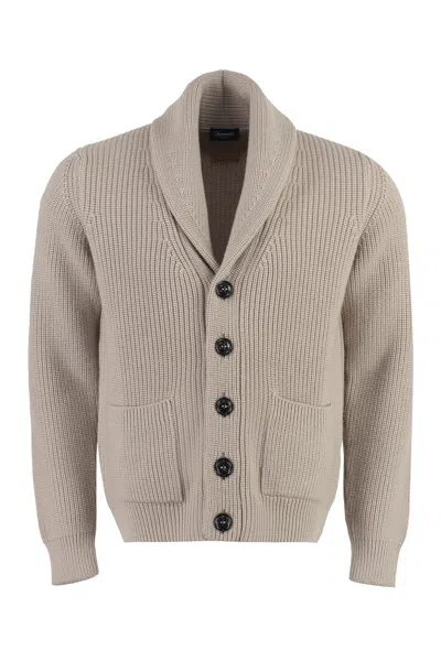 Drumohr Merino Wool Cardigan In Sand