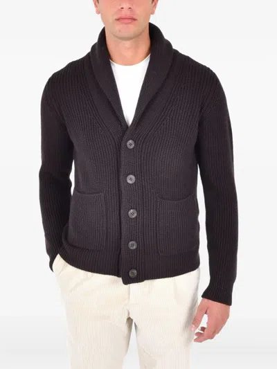 Drumohr Shawl-collar Buttoned Cardigan In Brown