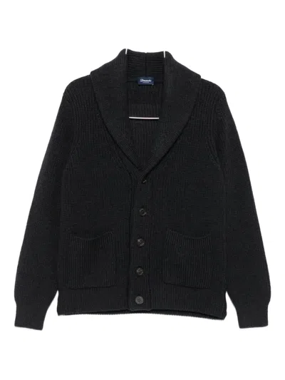 Drumohr Shawl-collar Patch-pocket Cardigan In Black
