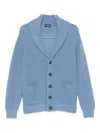 Drumohr Shawl-collar Patch-pocket Cardigan In Blue