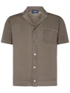 Drumohr Brown Bowling Shirt With Chest Patch Pocket