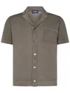 Drumohr Brown Bowling Shirt With Chest Patch Pocket In Brown