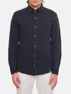 Drumohr Piquet Shirt With Button-down Collar And Tailored Fit In Blue