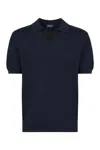 Drumohr Short Sleeve V-neck Polo In Blue
