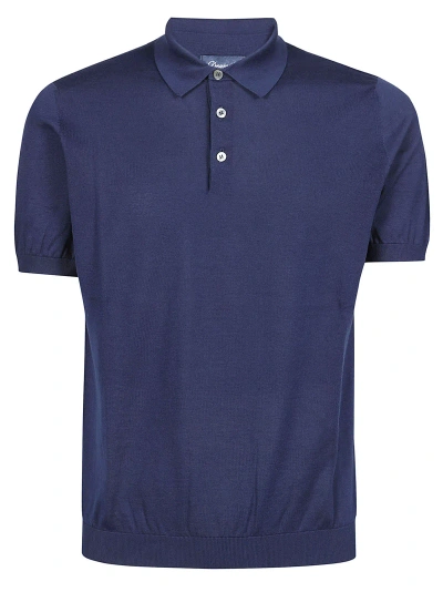 Drumohr Short Sleeve Polo Shirt In Blu