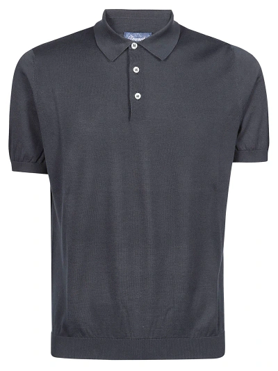 Drumohr Short Sleeve Polo Shirt In Navy