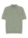 Drumohr Classic Green Cotton Polo Shirt With Button Placket In Green