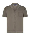 Drumohr Brown Bowling Shirt With Chest Patch Pocket In Mud