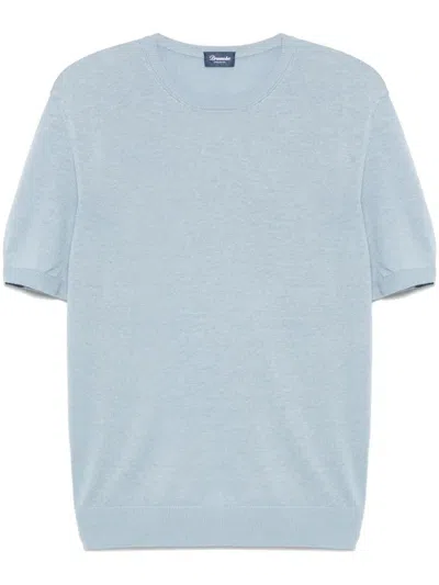 Drumohr Short Sleeve Linen T-shirt In Blue