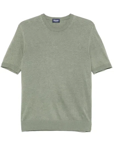Drumohr Neutrals Short Sleeve T-shirt In Green