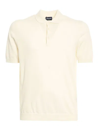 Drumohr Short Sleeved Knitted Polo Shirt In White