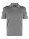 Drumohr Polo Skipper In Frosted Grey Cotton Knit In Grey