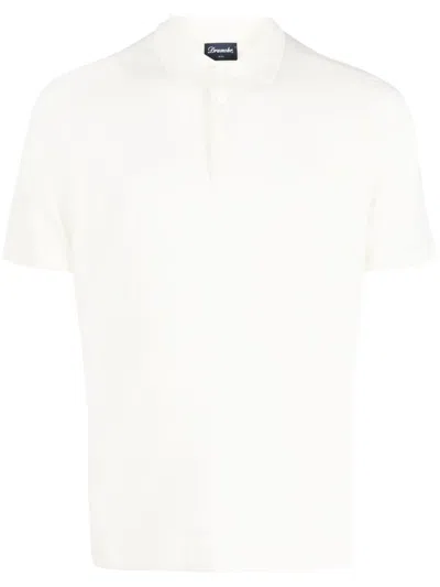 Drumohr Short Sleeves Polo With Buttons In White