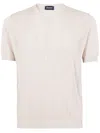 Drumohr Textured Short-sleeve Top With Classic Crew Neckline
