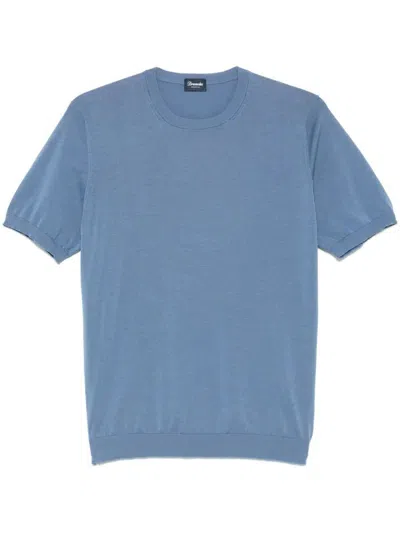 Drumohr Short Sleeves Round Neck T-shirt Clothing In Blue