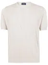 Drumohr Textured Short-sleeve Top With Classic Crew Neckline In White