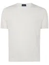 Drumohr Textured Short-sleeve Top With Classic Crew Neckline In Milk