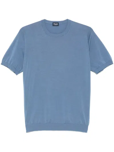 Drumohr Short Sleeves Round Neck T-shirt In Blue