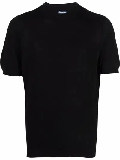 Drumohr Short Sleeves Turtle Neck T-shirt In Black