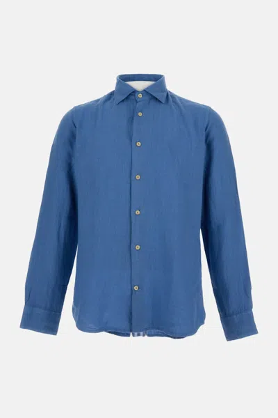 Drumohr Sky Blue Linen Shirt In Multi