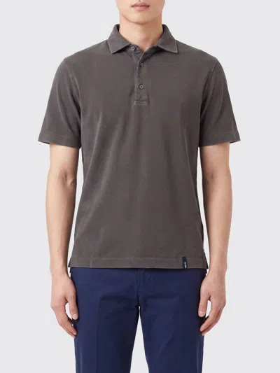 Drumohr Slim Fit Cotton Polo Shirt With Three-button Placket In Gray