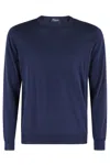 Drumohr Smooth Knit Blue Sweater With Ribbed Cuffs In Royal Blue
