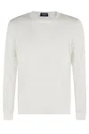 Drumohr Smooth Knit Sweater With Ribbed Cuffs In White
