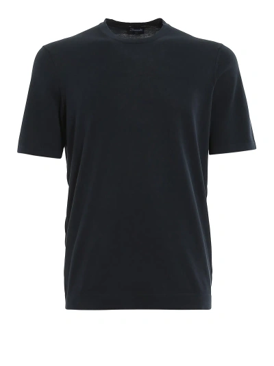 Drumohr Soft Jersey T-shirt In Dark Blue