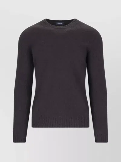 Drumohr Soft Texture Crewneck Sweater With Ribbed Cuffs