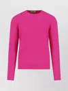 Drumohr Soft Textured Crew Neck Long Sleeve Sweater In Pink
