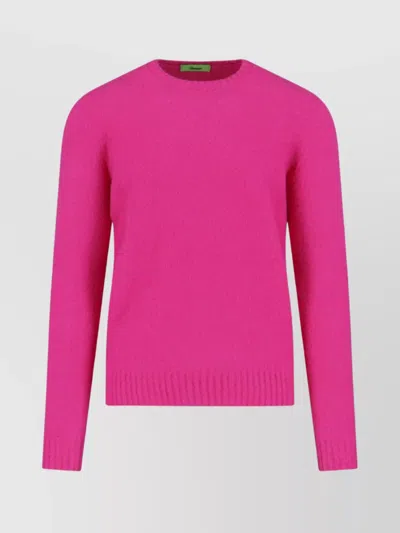 Drumohr Soft Textured Crew Neck Long Sleeve Sweater In Pink