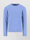 Drumohr Soft Textured Crewneck Sweater With Ribbed Cuffs In Blue