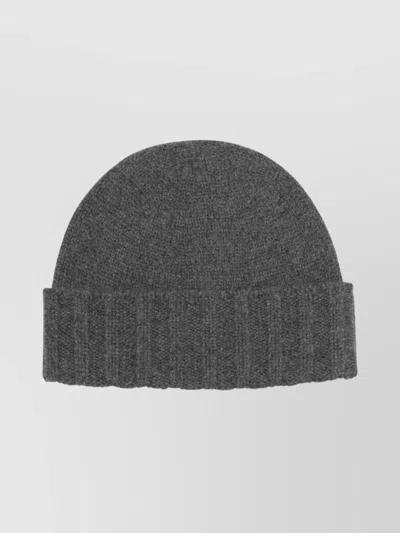 Drumohr Soft Textured Ribbed Cuff Hats Collection In Grey