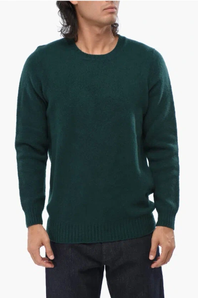 Drumohr Solid Color Wool Crew-neck Sweater In Green