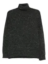 Drumohr Speckled Grey Turtleneck Sweater With Ribbed Cuffs In Black