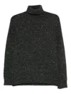 Drumohr Speckled Grey Turtleneck Sweater With Ribbed Cuffs In Black