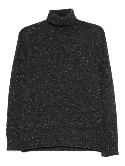 DRUMOHR SPECKLED GREY TURTLENECK SWEATER WITH RIBBED CUFFS