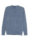 Drumohr Round Neck Border Sweater In Blue