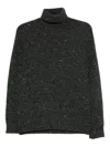 Drumohr Speckled Grey Turtleneck Sweater With Ribbed Cuffs In Black