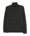 Drumohr Speckled Grey Turtleneck Sweater With Ribbed Cuffs In Black