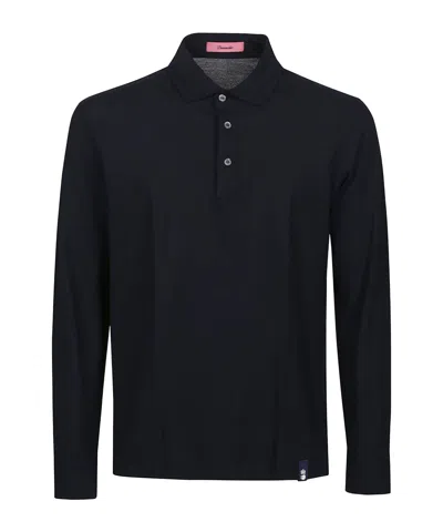 Drumohr Spread-collar Cotton Polo Shirt In Black