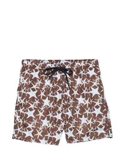 Drumohr Star-print Swim Shorts In Brown