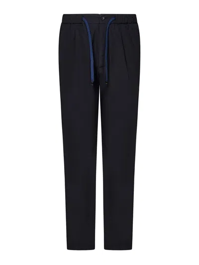 Drumohr Straight-leg Trousers In Navy Blue Cotton