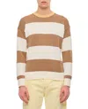 Drumohr Stripe Crewneck Sweater In Brown