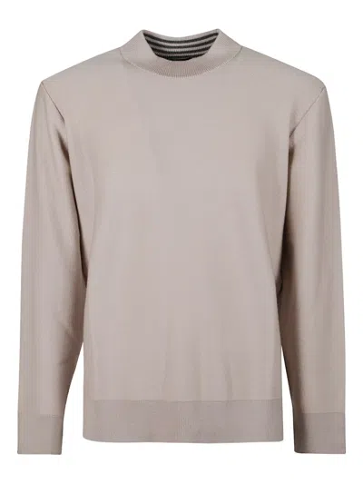 Drumohr Round Neck Minimalist Merino Sweater In Brown
