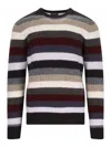 Drumohr Striped Sweater In Multicolor Wool Ribbed Design Striped In Multicolour