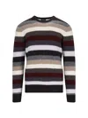 Drumohr Striped Sweater In Multicolor Wool Ribbed Design Striped In Black